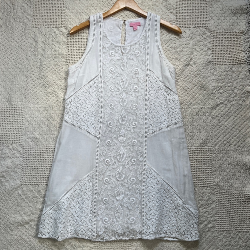 Lilly Pulitzer White Shift Dress with Lace Details
